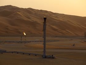 منشأة لمعالجة النفط في حقل النفط التابع لشركة أرامكو في السعودية، 2 أكتوبر 2018 - المصدر: بلومبرغ