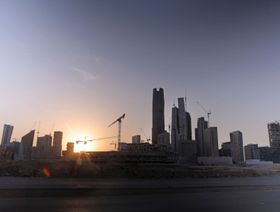 أعمال بناء في أبراج مركز الملك عبدالله المالي في الرياض، المملكة العربية السعودية - بلومبرغ
