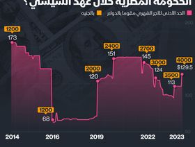 إنفوغراف: تطور الحد الأدنى للأجور في مصر منذ تولي السيسي