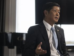 فرديناند ماركوس جونيور، رئيس الفلبين، يتحدث خلال مقابلة مع تلفزيون بلومبرج في نيويورك، الولايات المتحدة، يوم الجمعة، 23 سبتمبر 2022 - المصدر: بلومبرغ