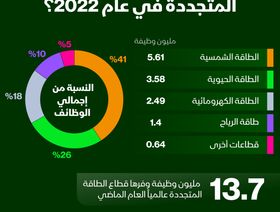 إنفوغراف: كيف توزعت وظائف الطاقة المتجددة في 2022؟