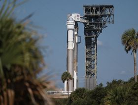 المركبة الفضائية "سي إس تي-100 ستارلاينر" التابعة لشركة "بوينغ" في قاعدة الإطلاق في كيب كنافيرال، فلوريدا، الولايات المتحدة في 31 مايو 2024. - المصدر: غيتي إيمجز