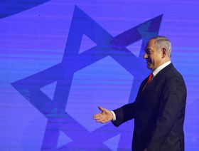 رئيس الوزراء الإسرائيلي بنيامين نتنياهو خلال تجمع انتخابي لحزب الليكود في القدس - المصدر: بلومبرغ