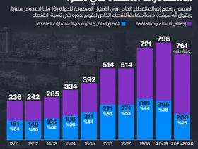 إنفوغراف.. انخفاض نصيب القطاع الخاص من الاستثمارات في مصر