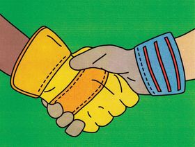 صورة تعبيرية لصفقات الدمج والاستحواذ التي تُجريها الشركات في القطاع الصناعي  - المصدر: بلومبرغ