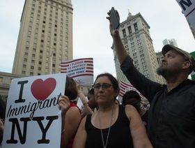 مسيرة مؤيدة للمهاجرين في نيويورك. الولايات المتحدة - المصدر: غيتي ايمجز