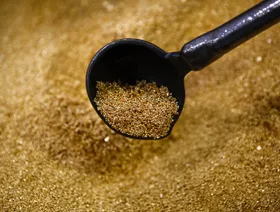 حبيبات ذهب. أعلنت الحكومة الأسترالية أن الذهب سيصبح ثاني أكبر سلعة تصديرية في البلاد من حيث القيمة. - بلومبرغ