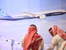 طائرة "بوينغ" من طراز 777-9 في جناح الشركة في معرض دبي للطيران، الإمارات العربية المتحدة. 13 نوفمبر 2023 - المصدر: بلومبرغ