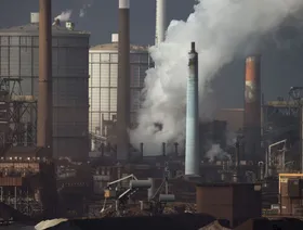 انبعاثات ترتفع من مداخن مصنع نيبون ستيل آند سوميتومو ميتال كورب في كاشيما، إيباراكي، اليابان - المصدر: بلومبرغ