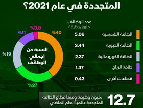 إنفوغراف.. قطاعات الطاقة المتجددة الأكثر توظيفاً