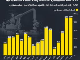 إنفوغراف.. صادرات الغاز الطبيعي المصري قفزت 42% في أول 5 أشهر من 2022