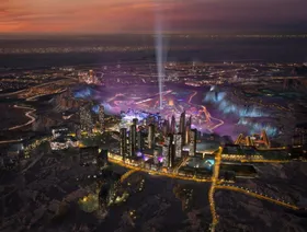 تصميم تصوري لما سيكون عليه مشروع 'مدينة القدية' الذي يجري تطويره على بعد نحو 40 كيلومتراً عن العاصمة السعودية الرياض - المصدر: بلومبرغ