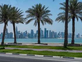 مجموعة من ناطحات السحاب في مركز قطر المالي، الدوحة، قطر - بلومبرغ