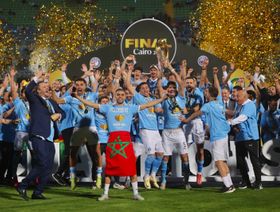 فريق كرة القدم بنادي بيراميدز يحتفل بكأس أفريقيا للأندية أبطال الدوري في القاهرة 1 يونيو 2025 - منصة "X"