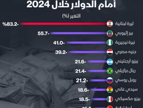 إنفوغراف: عملتان عربيتان بين الأسوأ أداءً أمام الدولار في 2024