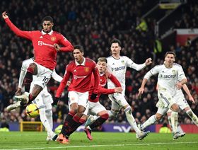 لقطة من مباراة الدوري الإنجليزي الممتاز بين مانشستر يونايتد ولييدز يونايتد على ملعب أولد ترافورد في مانشستر، إنجلترا، في 8 فبراير 2023 - المصدر: بلومبرغ