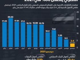 إنفوغراف.. 86% انخفاض صافي أصول القطاع المصرفي المصري في عام