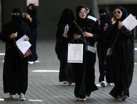 طالبات سعوديات في معرض للوظائف في العاصمة السعودية الرياض، يوم 2 أكتوبر 2018 - المصدر: رويترز