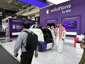 جناح شركة "سلوشنز" في معرض "سيتي سكيب غلوبال" في العاصمة السعودية، الرياض، يوم 12 سبتمبر 2023 - المصدر: الشرق