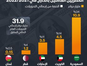 إنفوغراف: 34% من تحويلات المصريين في الخارج مصدرها السعودية