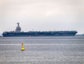 أكبر سفينة حربية في العالم، "يو إس إس جيرالد آر. فورد"، وصلت بالفعل قبالة ساحل إسرائيل  - SOPA Images/Light Rocket