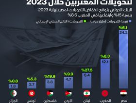 الدول العربية الأعلى استقبالاً لتحويلات المغتربين في 2023 - المصدر: الشرق