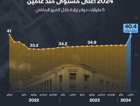 إنفوغراف: احتياطي المركزي المصري من النقد الأجنبي الأعلى في عامين