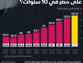 إنفوغراف.. ديون مصر الخارجية ترتفع 14.5 مليار دولار في عام