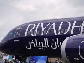 طائرة "طيران الرياض" طراز بوينغ 787-9 دريملاينر في معرض باريس الجوي - المصدر: بلومبرغ