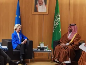 جانب من لقاء ولي العهد السعودي، محمد بن سلمان، برئيسة المفوضية الأوروبية، أورسولان فون دير، في بروكسل بتاريخ 17 أكتوبر 2024 (صورة أرشيفية) - منصة "X"