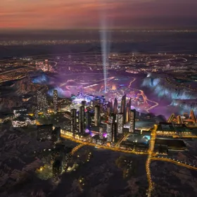 تصميم تصوري لما سيكون عليه مشروع 'مدينة القدية' الذي يجري تطويره على بعد نحو 40 كيلومتراً عن العاصمة السعودية الرياض - المصدر: بلومبرغ