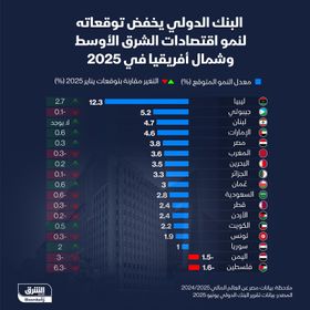 توقعات البنك الدولي لنمو اقتصادات الشرق الأوسط وشمال أفريقيا في 2025 - الشرق