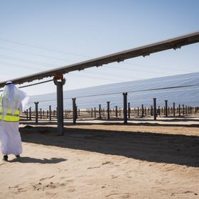 ألواح الطاقة الشمسية في محطة الظفرة للطاقة الشمسية بالقرب من أبوظبي، الإمارات العربية المتحدة - المصدر: بلومبرغ
