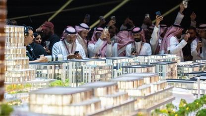 "ماكيت" لمشروع "عين أسس" خلال فعالية تدشينه من قبل شركة "أسس" في الرياض، السعودية - الشركة