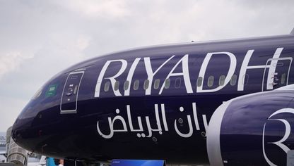 طائرة "طيران الرياض" طراز بوينغ 787-9 دريملاينر في معرض باريس الجوي - المصدر: بلومبرغ