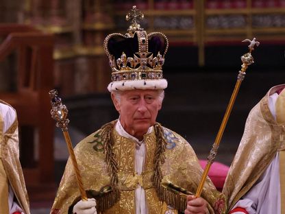 الملك تشارلز الثالث في حفل التتويج اليوم السبت. - المصدر: بلومبرغ