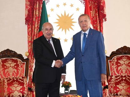 الرئيسان التركي رجب طيب أردوغان والجزائري عبد المجيد تبون خلال زيارة الأخير إلى أنقرة، السبت 22 يوليو 2023 - المصدر: صفحة تلفزيون الجزائر على \"فيسبوك\"