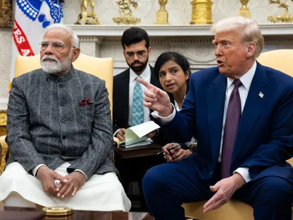 دونالد ترمب وناريندرا مودي في واشنطن العاصمة، في 13 فبراير 2025 (صورة أرشيفية) - بلومبرغ
