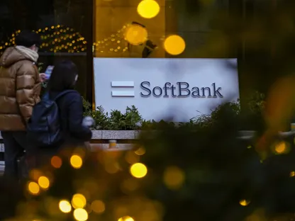 شعار \"سوفت بنك\" أمام مقر الشركة في طوكيو - بلومبرغ