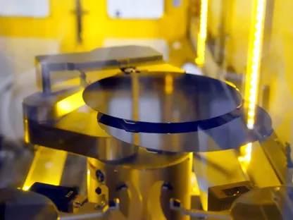 شريحتا سيليكون داخل غرفة مغلقة مخصصة لتصنيع أشباه الموصلات. تُعد هذه الشريحة جزءاً أساسياً في تصنيع الرقائق الإلكترونية المستخدمة في الهواتف الذكية وأجهزة الكمبيوتر والتقنيات المتقدمة - بلومبرغ