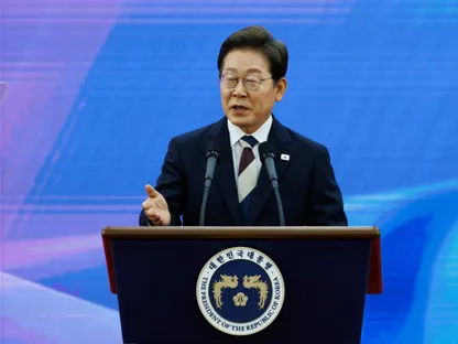 رئيس كوريا الجنوبية المنتخب حديثاً لي جاي-ميونغ في حفل تنصيبه في سيؤول، كوريا الجنوبية - بلومبرغ