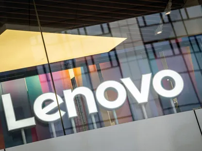 لافتة \"لينوفو\" في أحد متاجرها - المصدر: بلومبرغ