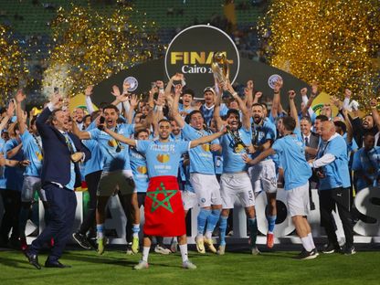 فريق كرة القدم بنادي بيراميدز يحتفل بكأس أفريقيا للأندية أبطال الدوري في القاهرة 1 يونيو 2025 - منصة "X"