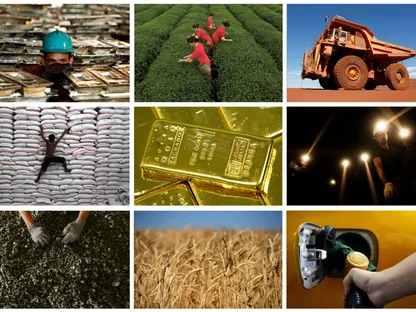 صورة معدة خصيصاً للنشر للتعبير عن السلع الأساسية المختلفة التي يُستخدم بعضها كأدوات ضغط في الحروب التجارية والسياسية - رويترز