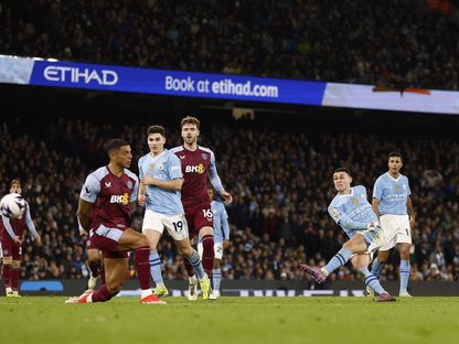 مباراة مانشستر سيتي ضد أستون فيلا بالدوري الإنجليزي الممتاز في استاد الاتحاد، مانشستر، بريطانيا - 3 أبريل 2024 - المصدر: بلومبرغ