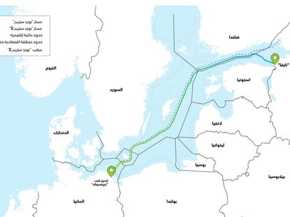 خارطة مسار خط \"نوردستريم2\" للغاز - المصدر: بلومبرغ