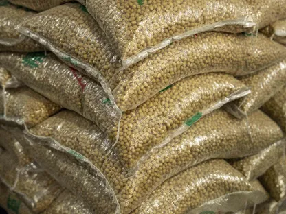 أكياس فول الصويا في سوق الجملة للحبوب في شنغهاي، الصين - بلومبرغ