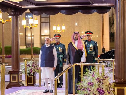 ولي العهد السعودي الأمير محمد بن سلمان يستقبل رئيس الوزراء الهندي ناريندرا مودي خلال زيارته للمملكة. 22 أبريل 2025 - الشرق