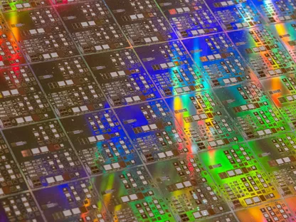 صورة مقربة لرقاقة سيليكون معروضة في معهد تايوان لأبحاث أشباه الموصلات في هسينشو، تايوان في 16 سبتمبر 2022 - بلومبرغ