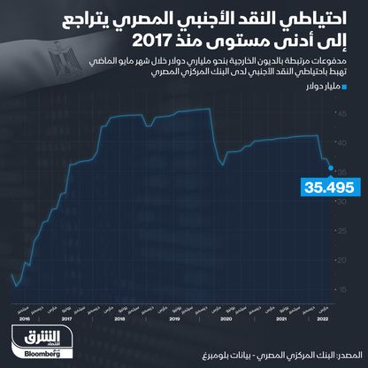 إنفوغراف.. احتياطي مصر من النقد الأجنبي يهبط لأدنى مستوى في 5 سنوات